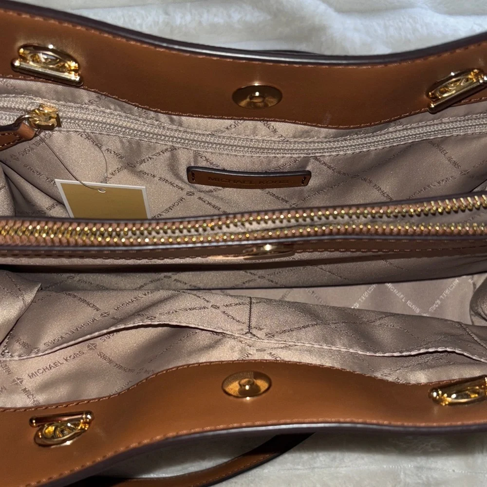 Michael Kors Beige and Gold Tote Bag